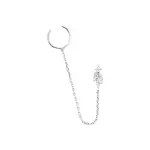 Bague d'oreille argent 925 et oz avec cha�ne et motif v�g�tal - c�lia