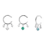 Bague d'oreille argent 925 et pendants de zircon - ondine Bague d'oreille argent 925 et pendants de zircon - ondine