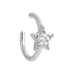 Bague d'oreille  pincer, argent 925 et zircon pour femme - etoile