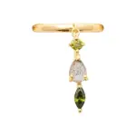 Bague d'oreille plaqué or, pendants de 3 zircons verts - esprit Bague d'oreille plaqué or, pendants de 3 zircons verts - esprit