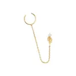 Bague d'oreille plaqu� or, zircon, cha�ne pendante - c�lia