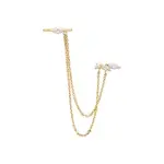 Bague d'oreille plaqu� or, zircon, double cha�ne pendante - sana�