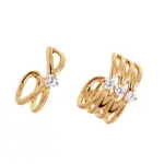 Bague d'oreille, vague plaqu or et zircon solitaire - esther