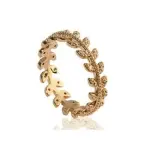 Bague plaqu or, feuillage dor et zircon - nana