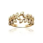 Bague plaqu or et zircon, motif vgtal - syrina