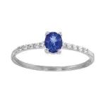 Bague saphir solitaire or blanc et diamants - nikky