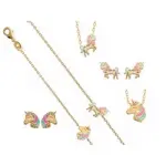 Bijoux licorne pour fillette en plaqu or
