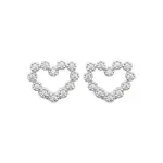 Boucles d'oreilles argent et brillants en forme de coeur - milleya