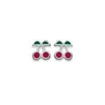 Boucles d'oreilles argent pour enfant, cerises rouge