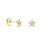 Boucles d'oreilles bb et fille, or et diamant 0, 06 cts - etoiles