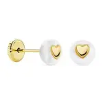 Boucles d'oreilles bb en perles et or 18 carats - coeur