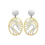 Boucles d'oreilles bicolores, acier dor et blanc, pour femme - vanita