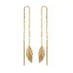 Boucles d'oreilles chaîne pour femme en plaqué or - plume Boucles d'oreilles chaîne pour femme en plaqué or - plume