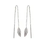 Boucles d'oreilles chane, plume en argent pour femme - bird