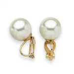 Boucles d'oreilles clip femme, perle blanche de 12 mm - santana
