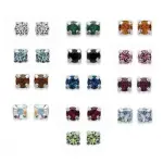 Boucles d'oreilles clou femme & enfant, argent et cristal 4 mm - couleurs au choix