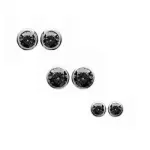 Boucles d'oreilles clou, pierre noire et cercle argent, 3 mm � 4 mm