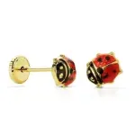Boucles d'oreilles coccinelle or 18 carats pour bb - fermoir vis