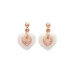 Boucles d'oreilles coeur blanc céramique, or rose, zircon - célia Boucles d'oreilles coeur blanc céramique, or rose, zircon - célia