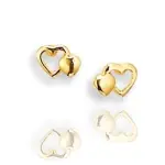 Boucles d'oreilles coeurs enfant & femme, plaqu or