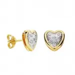 Boucles d'oreilles coeur, or bicolore jaune et blanc 18k - isolde