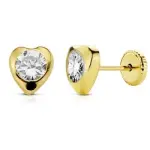 Boucles d'oreilles coeur or et zircon pour bb / fille