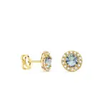 Boucles d'oreilles color�es, or jaune 18 carats, zircons bleu aigue marine - agatha