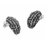 Boucles d'oreilles créateur pour femme en argent & swarovski noir - demi - lune Boucles d'oreilles créateur pour femme en argent & swarovski noir - demi - lune