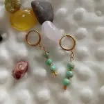 Boucles d'oreilles croles dores & perles turquoise verte - laguna