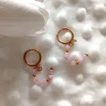 Boucles d'oreilles croles dores & pierres angelite - harmonia