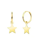 Boucles d'oreilles cr�oles en or 18 carats et breloque �toile