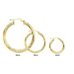 Boucles d'oreilles créoles torsadées en or 18 carats - biguine Boucles d'oreilles créoles torsadées en or 18 carats - biguine