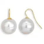 Boucles d'oreilles crochet, perle blanche de majorque 12 mm - haley Boucles d'oreilles crochet, perle blanche de majorque 12 mm - haley