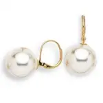 Boucles d'oreilles dormeuses femme, perle blanche 14 mm - julia