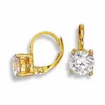 Boucles d'oreilles dormeuses femme, zircon solitaire 8 mm - brillance