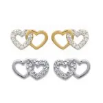 Boucles d'oreilles double coeur et zircon - anissa