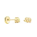 Boucles d'oreilles �l�phant � visser, or 18k et zircon, bijou pour b�b�