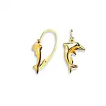 Boucles d'oreilles enfant, dauphin en or jaune 18 carats, dormeuses