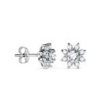 Boucles d'oreilles �tincelantes en or blanc et fleur de diamant - elisa