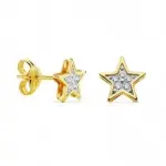 Boucles d'oreilles étoile bicolore 18k or jaune et blanc - solène Boucles d'oreilles étoile bicolore 18k or jaune et blanc - solène