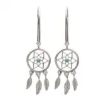 Boucles d'oreilles femme, argent & pierre turquoise - attrape - rve