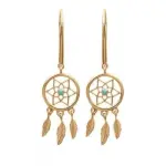 Boucles d'oreilles femme, attrape - rve en plaqu or & turquoise