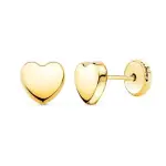 Boucles d'oreille pour femme, bb et fillette - coeur en or jaune 18 carats