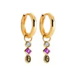 Boucles d'oreilles femme, cr�oles et pendants de pierres color�es - ally