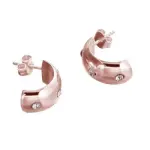 Boucles d'oreilles femme, demi - croles plaqu or rose & swarovski