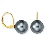 Boucles d'oreilles femme, dormeuses & perles grises 12 mm - abysse