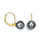 Boucles d'oreilles femme, dormeuses & perles grises de 8 mm - abysse