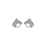 Boucles d'oreilles femme & enfant, cheval en argent rhodi
