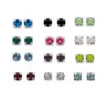 Boucles d'oreilles femme & enfant, clous argent et cristal 3 mm - couleurs au choix