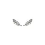 Boucles d'oreilles femme & enfant, plume en argent rhodi